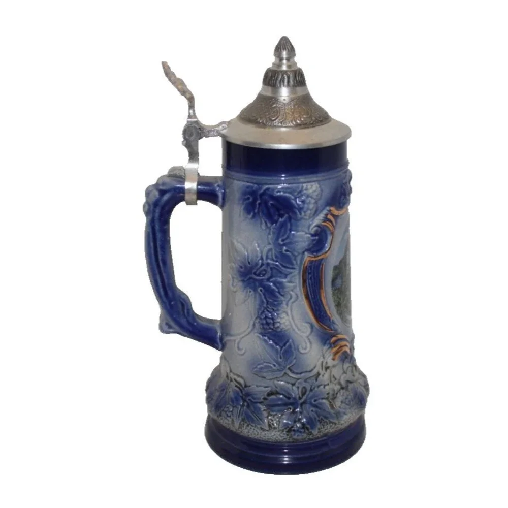 German Neuschwanstein Castle Beer Lidded SteinArmin Bay  Hand Painted 9
